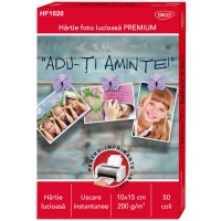 Hartie foto lucioasa 10x15, 200 grame / mp, marca Daco, pachet 50 coli in cutie de carton, cod HF1020